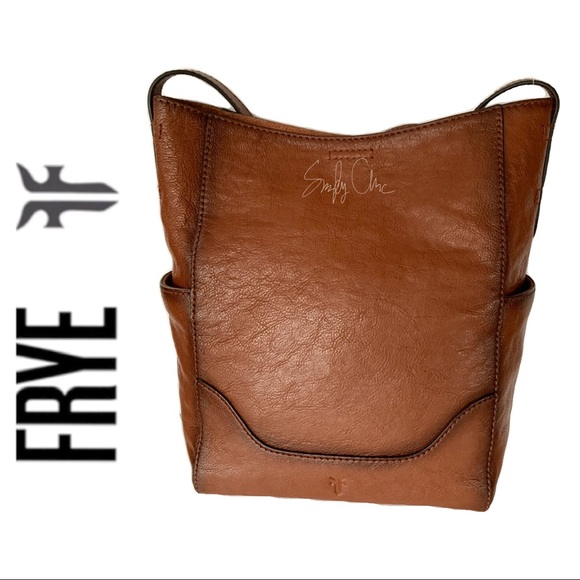 NWT FRYE genuine leather side pocket hobo cognac - Picture 2 of 7